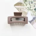 Minimalist matte square hair claw clip, 6.5cm brown hair accessory for daily elegant styling. - Matte Grayish Brown