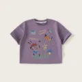Παιδικό καλοκαιρινό κοντομάνικο t-shirt, χαριτωμένο τοπ με κουτάβι, άνετο για αγόρια. - 80 / Tops / Μωβ