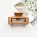 6.5cm square matte hair claw clip, elegant minimalist caramel hair accessory for daily styling - Matte Milk Coffee