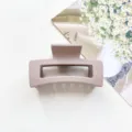 Matte rectangular hair claw clip close-up, premium 6.5cm aesthetic design for women daily styling. - Matte Pink Gray