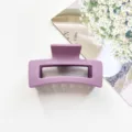 6.5cm Square Hair Claw Clip Matte Purple Hair Catcher Minimalist Hair Accessories Daily - Matte Purple Gray
