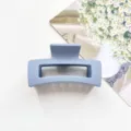 Matte square hair claw clip in light grey, 6.5cm modern geometric hair accessory for daily wear. - Frosted Light Gray