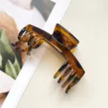 Schildpatt Haarklammer Acryl Harz Haargreifer Starker Halt Haarschmuck für Frauen - Doppelreihiger Knochen Baseballkappen-Stil / 10.5cm / Glänzend Schildpatt