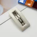 Marble acrylic hair clip retro rectangle barrette stylish hair accessory for daily wear - 8cm Square Spring Clip (ABSF-2501) / Beige