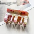 Detailed shot of multi-color marble hair claw clip resin shark clip for women styling - 9.5cm / 9.5cm Comb-Flesh Pink