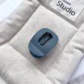 Matte dark blue oval hollow hair claw clip, detail view of compact mini shark clip for half up do. - 5cm PS Round Grab Clip (20260515e) / Oval-Matte Fog Blue