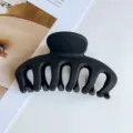 Black matte hair claw clip for women, non-slip strong hold hair styling accessory. - Oval Pumpkin Claw / Matte Black