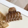 Braune transluzente Haarklammer Detailansicht, elegantes Haaraccessoire für Frauen - Kürbis-Gitter-Stil / 5.50 cm / Gelee-Kaffee