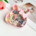 Joli ensemble de mini pinces à cheveux dans une boîte lapin rose, idéal pour coiffure quotidienne. - Boîte Lapin Morandi Pinces à Cheveux Cœur / 15 Pièces (2.5cm)