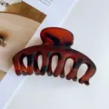 Matte Tortoiseshell Hair Claw Clip, Brown Acrylic Shark Clip for Thick Hair Styling. - Oval Pumpkin Claw / Frosted Tortoiseshell