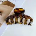 Elegant tortoiseshell hair claw clip for women, chic acetate shark clip for half up hairstyles. - Oval Pumpkin Claw / Glossy Tortoise Shell