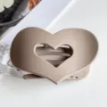 Large heart hollow hair claw clip elegant brown hair accessory for women daily styling - Heart Style (PC 7cm Heart Clip) / Glossy Light Coffee