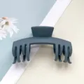 Matter dunkelgrauer Haarklammer für dickes Haar, rutschfeste Haarkralle für elegante Frisuren. - Doppelreihiger Knochen Baseballkappen-Stil / 10.5cm / Mattes Blaugrau #4