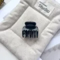 Schwarze Haarklammer für Damen, glänzende Mini Haarklammer, schlichtes Haaraccessoire Zubehör. - 4cm Sieben-Zähne / Glänzendes Schwarz