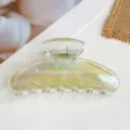 Iridescent PC half-moon hair claw clip, electroplated stylish shark clip for women styling. - PC Electroplated Square-Transparent Bright Surface AB Color