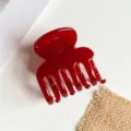 Red transparent mini hair claw clip, cute candy color hair accessory for styling. - Transparent Wine Red