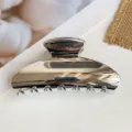 Molla per capelli metallica argentata, clip a squalo semirocircolare in PC per acconciature. - Molletta per capelli quadrata galvanizzata ABS 10,5 cm - Argento lucido a tinta unita