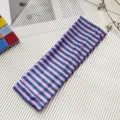 Fascia per capelli sportiva elastica yoga a righe fitness corsa assorbi sudore - 7.5cm / Strisce Rosa Viola