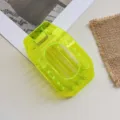 Neon green transparent flat hair claw clip, large hollow geometric shark hair accessory for women. - Neon Yellow