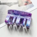Purple marble hair claw clip for women, stylish acrylic hair catcher for daily styling and updo hairstyles. - 9.5cm / 9.5cm Comb-Blue Purple