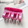 Pink marble hair claw clip for women, elegant cellulose acetate hair accessory for daily. - 9.5cm / 9.5cm Comb-Pink Purple