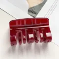 Elegant red hair claw clip for women, glossy finish hair styling accessory for daily updo. - Transparent Wine Red