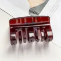 Brown translucent hair claw clip detail, minimalist acrylic hair catcher for daily style. - Transparent Amber