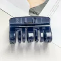 Dark blue hair claw clip detail, minimalist resin shark clip for daily elegant updo. - Transparent Navy Blue