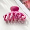 Pink marbled hair claw clip elegant acetate hair catcher for women daily styling - 11cm Pumpkin Hair Claw / Pink Purple