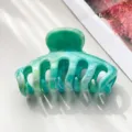 Morsetto capelli verde marmo donna, grande clip elegante per acconciature spesse, accessorio bagno - blu-verde