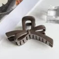 Glossy dark brown bow hair claw clip detail, elegant hairpin accessory for styling. - Bowknot Style (PC 7cm Bowknot Clip) / Glossy Dark Brown