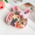 Boîte de rangement lapin mignonne avec pinces à cheveux fleuries colorées pour filles coiffure - Boîte Lapin - Style Fleur de Prunier / 15 Pièces (2.5cm) / Bleu Morandi