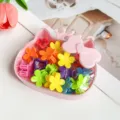 Joli coffret de mini pinces à cheveux florales colorées pour femmes et enfants mignons. - Boîte Chat - Style Fleur de Prunier / 15 Pièces (2.5cm) / Couleur Vibrante