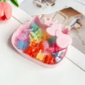 Boîte de rangement chat mignon avec mini pinces à cheveux colorées, accessoires de coiffure. - Boîte Chat Pinces Papillon / 15 Pièces (2.5cm) / Couleur Gelée