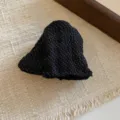 Black polka dot hair accessory detail shot, textured fabric bun cover with refined pleated design. - Black Polka Dot Pleated Hair Accessory (9#) / Black