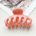 Molla per capelli marmo rosa, elegante artiglio in resina per styling quotidiano e raccolti chic. - Rosso Anguria (89968)