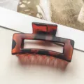 Große rechteckige Schildpatt Haarklammer geometrischer Acryl Haarspange für Damen Frisur - Rechteckig Hohl Stil / 8.5cm / Mattiertes Schildpatt
