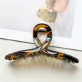 Große bernsteinfarbene geometrische Haarkralle, elegante Acetat Haarklammer für Damen Styling. - Geometrischer Kreuzstil / 13cm / Glänzend Schildpatt