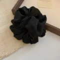 Elegant black scrunchie with satin and polka dot fabric, perfect for stylish everyday hair updos. - Black Polka Dot Hair Tie (7#) / Black