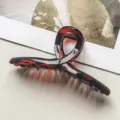 Koreanischer PC geometrischer Haarklammer, grosse hohle Schildpatt Haarklammer fur elegante Frisur. - Gekreuzt / 13cm / Glänzendes Schildpatt