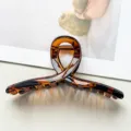 Koreanischer PC Schildpatt Haarklammer, große geometrische hohle Haarklammer für elegante Frisuren. - Gekreuzt / 13cm / Glänzend Kaffee Leopard