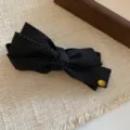 Black polka dot hair bow clip elegant multi-layer design sweet cute hair accessories for women - Black Fine Polka Dot Multi-layer Bowknot Clip (1#)