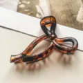 Koreanische Schildpatt Schleife Haarklammer elegante geometrische Haarnadel für Damen Frisur - Hohle Schleife Stil / 10cm / Glänzend Kaffee Leopard
