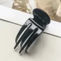 Große schwarze Haarspange aus Kunststoff, minimalistische geometrische Haarklammer elegant. - Drei-Zahn Entenschnabel-Clip / 9cm / Glänzendes Schwarz