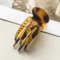 Koreanische Schildpatt Haarklammer, großes geometrisches hohles Design, Haaraccessoire. - Drei-Zahn Entenschnabel-Clip / 9cm / Matt Schildpatt