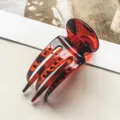 Große rechteckige Haarklammer mit Schildpatt-Muster, dunkelrote geometrische PC-Ausführung. - Drei-Zahn Entenschnabel-Clip / 9cm / Glänzendes Schildpatt