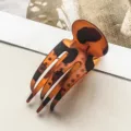 Haarklammer Schildpatt Muster PC Geometrisch Große Haarkralle Braun Elegante Haarspange - Drei-Zahn Entenschnabel-Clip / 9cm / Matt Kaffee Leopard
