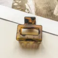 Koreanische PC rechteckige hohle Haarklammer, schildpattfarbene geometrische Haarspange - Kleiner Quadratischer Hohlstil / 5cm / Matt Schildpatt