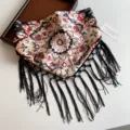 Böhmischer ethnischer Paisley dreieckiges Seidentuch Fransen Gürtel Resort Lagenlook - Mehrfarbig Floral