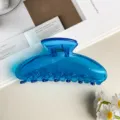 Molla per capelli trasparente blu gelatina, piccola pinza per capelli semplice ed elegante. - Blu